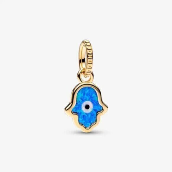 Pandora Opalescent Blue Hamsa Hand Dangle Charm - Picture 1 of 4